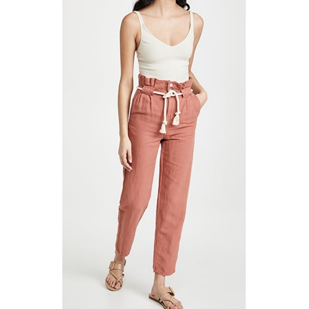 Veronica Beard | Karter Pleated Crop Paperbag Pants in Mocha Size 2